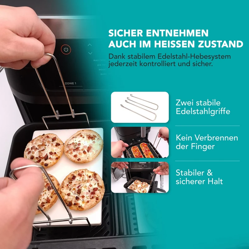 WunderFry® | Airfryer-Pizzastein mit Edelstahlrahmen