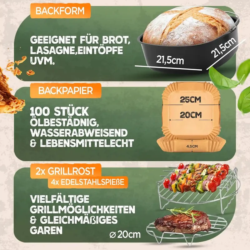 XXL Zubehör-Set Heißluftfritteuse 16-teilig