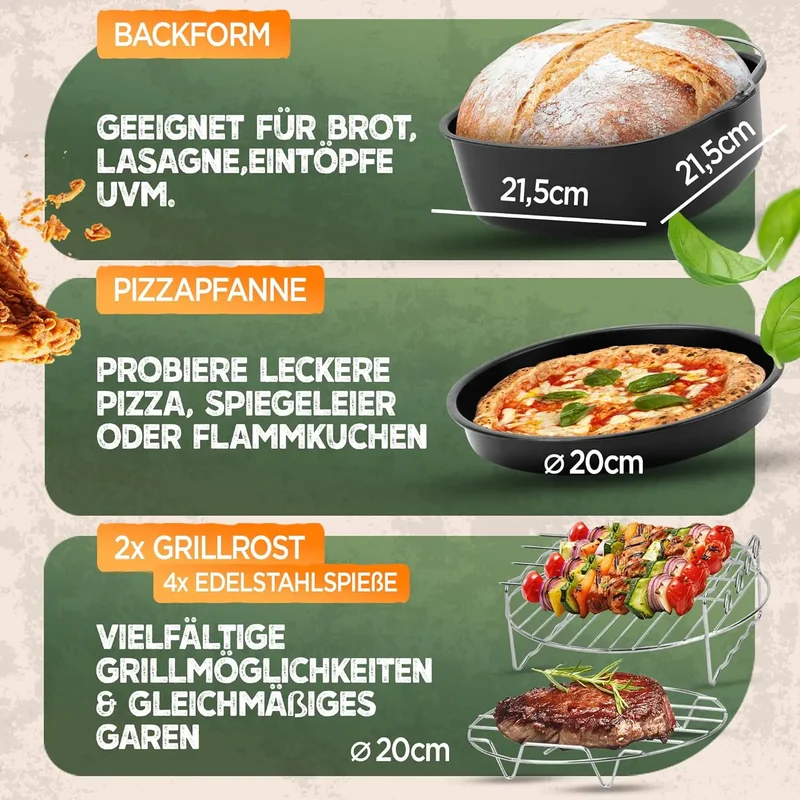 XXL Zubehör-Set Heißluftfritteuse 16-teilig