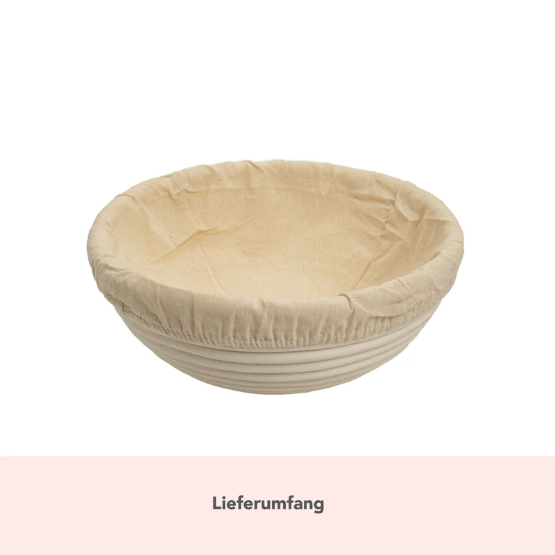 Gärkörbchen aus Peddigrohr mit Baumwolleinsatz | rund Ø 23 cm