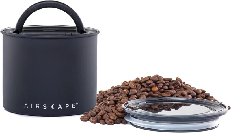 Kaffeedose klein, schwarz matt, Edelstahl für 250gr.