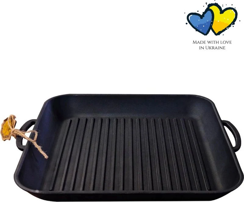 Grillpfanne Gusseisen - 35 x 35 x 4 cm Schwarz