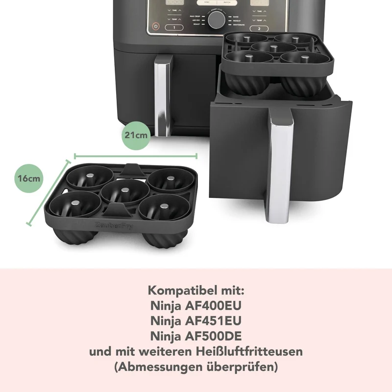 ZauberFry | Backform „Mini-Gugelhupf“ kompatibel mit Ninja Airfryer (2er-Set)