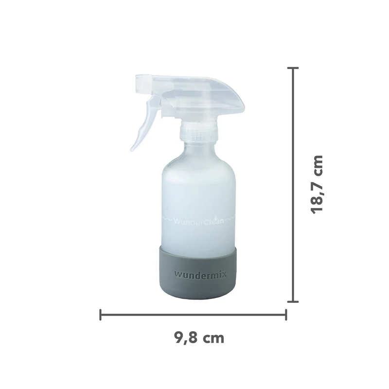 WunderClean Sprühflasche | 240 ml Glasflasche mit Silikon-Bruchschutz für WunderClean Reiniger