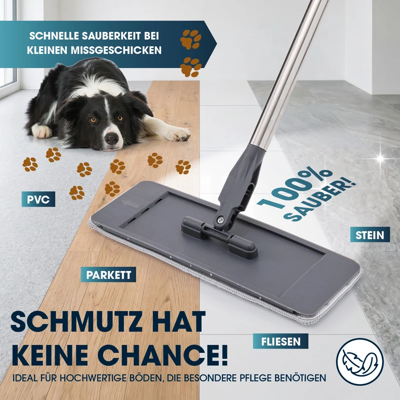 Komfort-Mopp DuoTank - grau-rot + Ersatz-Wischpad 2er-Set