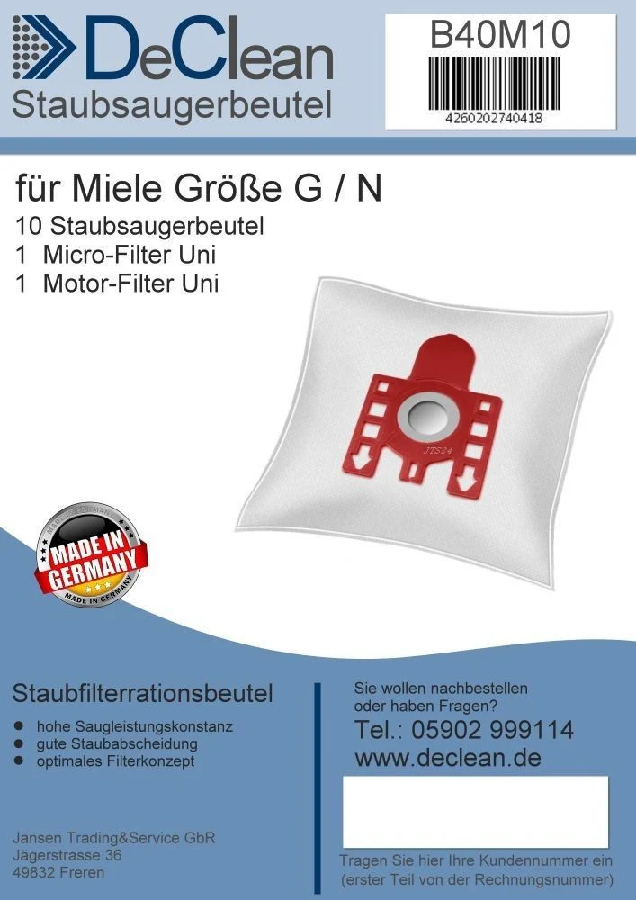 10 Staubsaugerbeutel kompatibel mit Miele Cat & Dog TT 5000