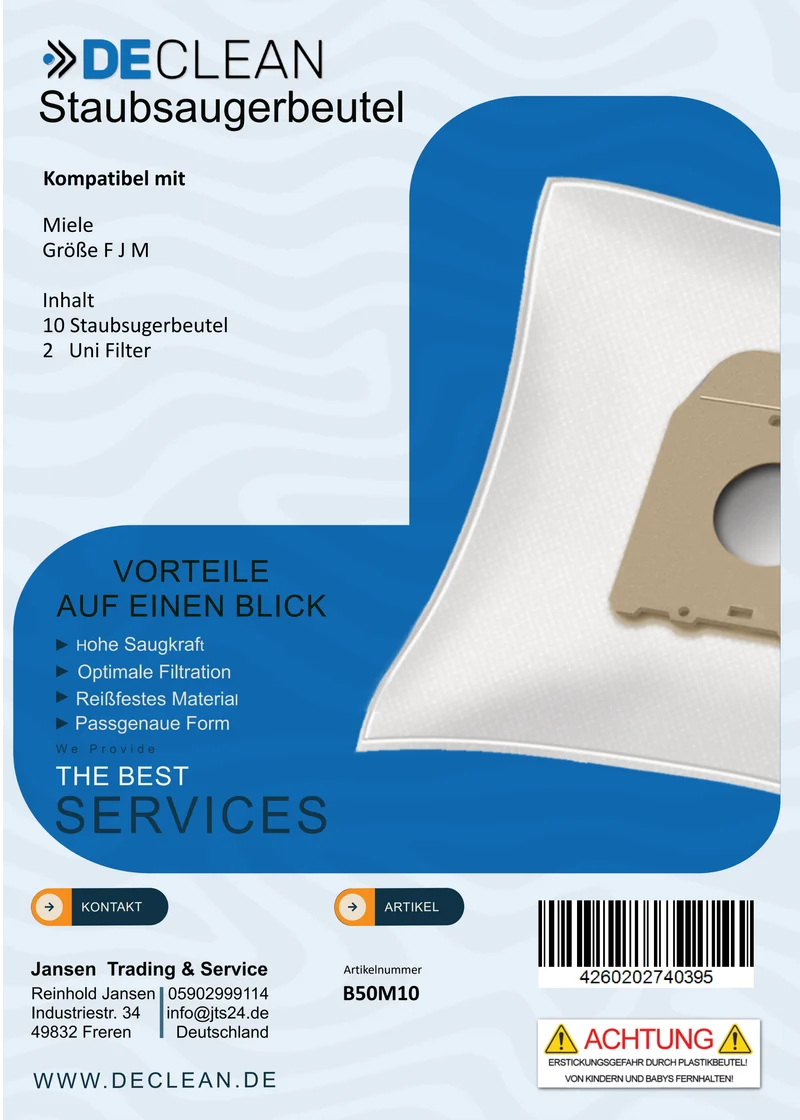 10 Staubsaugerbeutel kompatibel mit Miele Cat & Dog Plus - S500
