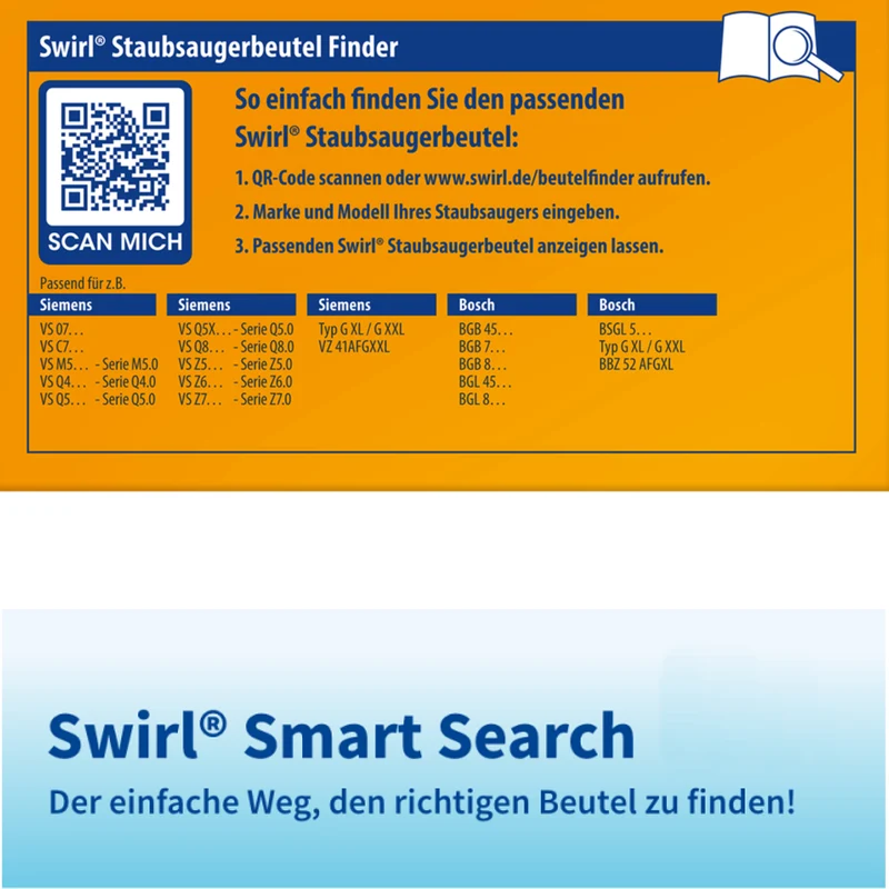 Staubsaugerbeutel kompatibel mit Swirl, Bosch, Siemens