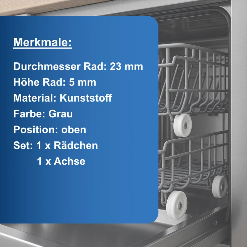 Rollen Geschirrspüler Ersatz kompatibel mit Siemens SMS SMU SMI Lady plus 424717 und 066321