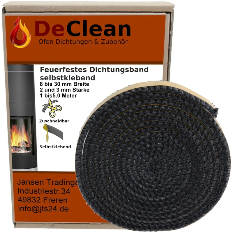 Kamindichtung selbstklebend Dichtband Glas Tür Kamin Ofen Dichtung mit Auswahl