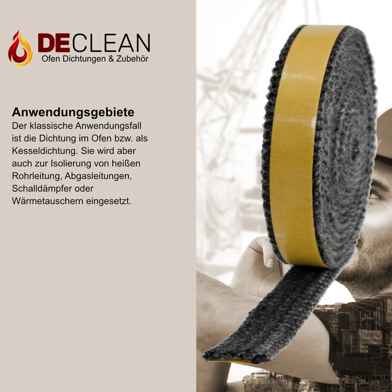 Kamindichtung selbstklebend Dichtband Glas Tür Kamin Ofen Dichtung mit Auswahl