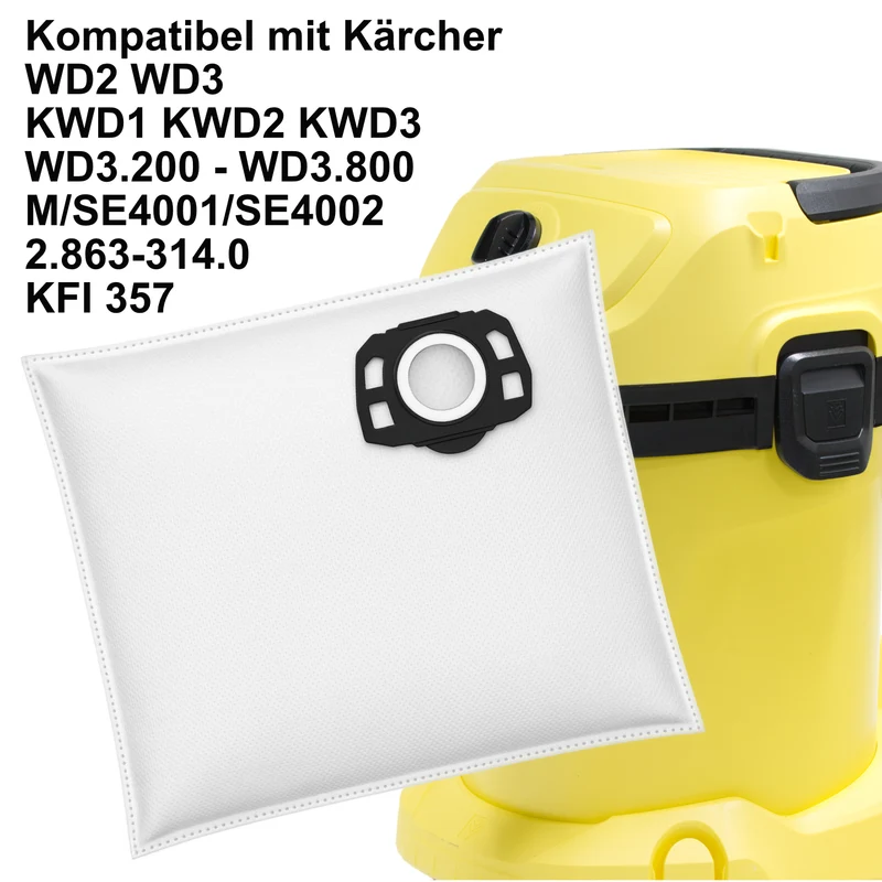 DeClean Staubsaugerbeutel kompatibel mit Kärcher WD2, WD3, SE4001, SE4002, KWD1, KWD2, KWD3