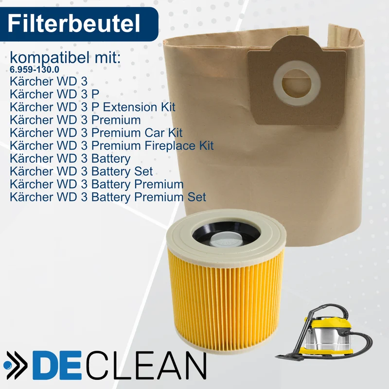 Staubsaugerbeutel kompatibel mit Rowenta, Kärcher BULLY RS05 RS06 RS07 RS08 RS09 RS10 RS100