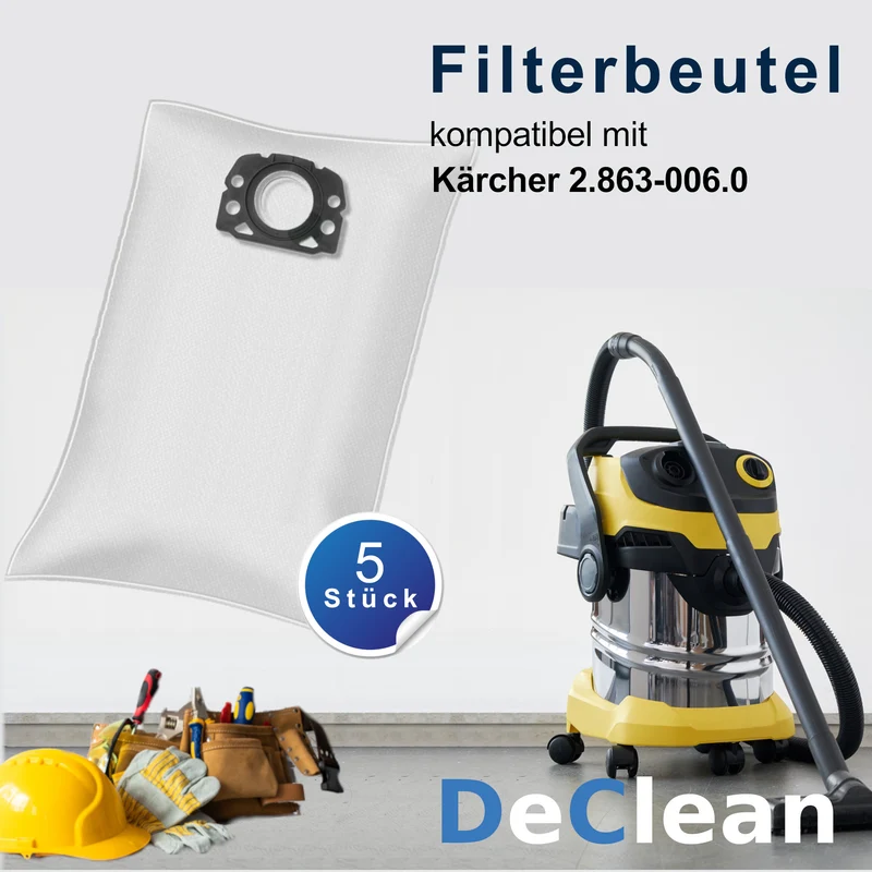 5 Staubsaugerbeutel kompatibel mit Kärcher Vliesfilterbeutel KFI 487, 2.863-006.0