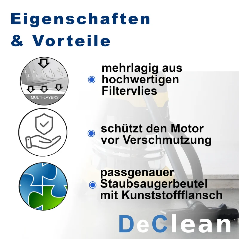10 Staubsaugerbeutel kompatibel mit Kärcher Vliesfilterbeutel KFI 487, 2.863-006.0