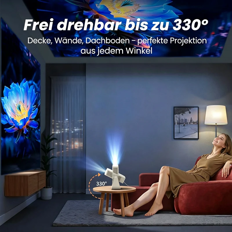 Yaber L1 Pro Tragbarer Projektor – Natives 1080P, 330° Drehung & 8W-Lautsprecher