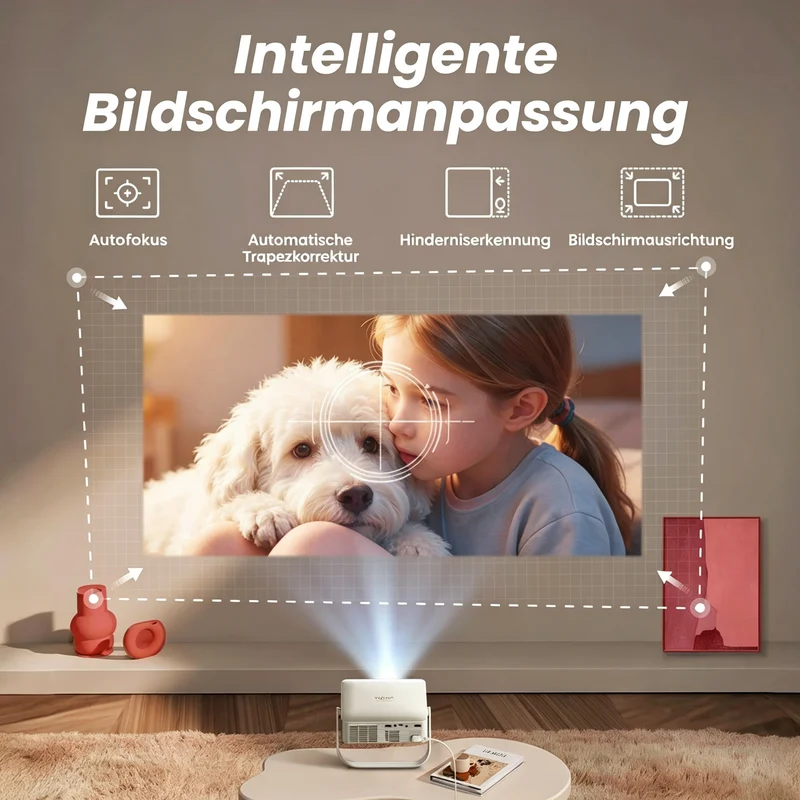 Yaber L1 Pro Tragbarer Projektor – Natives 1080P, 330° Drehung & 8W-Lautsprecher