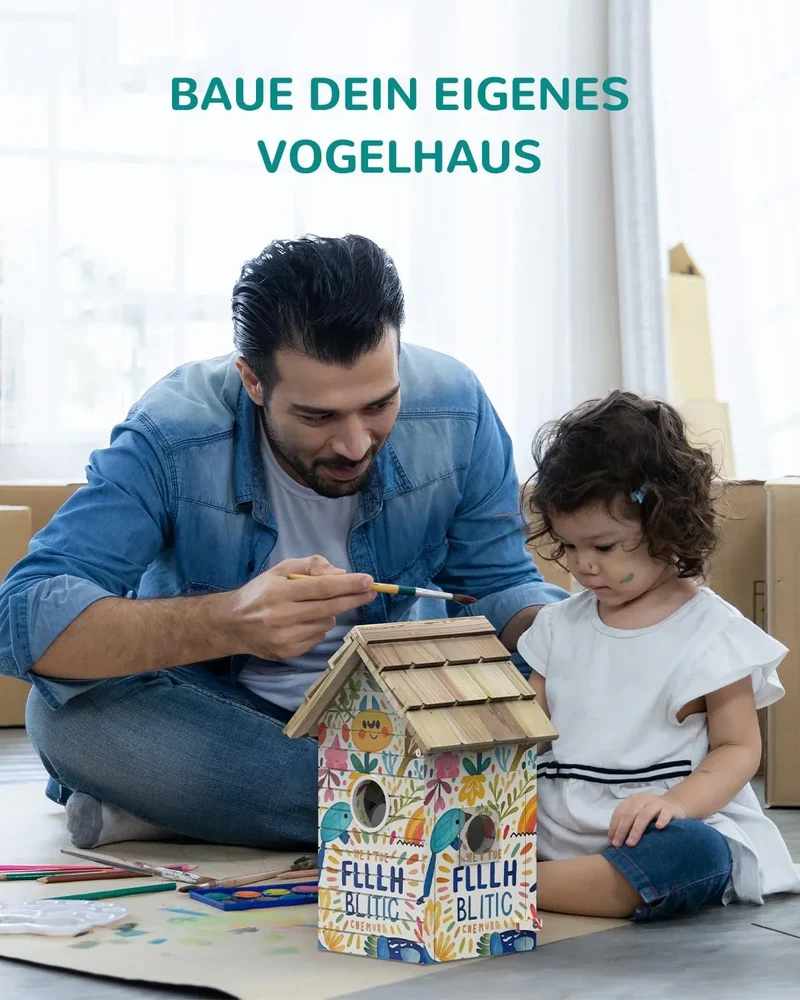 RAINBEAN Nistkasten mit Kamera NB-E1 – 4 MP, Echtzeit-Vogelbeobachtung, KI-Erkennung, DIY, Blau