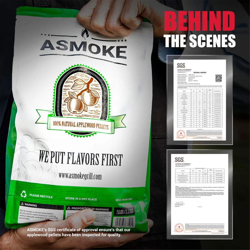 ASMOKE 100 % Apfelholzpellets – Natürliches Raucharoma für Grill & Smoker