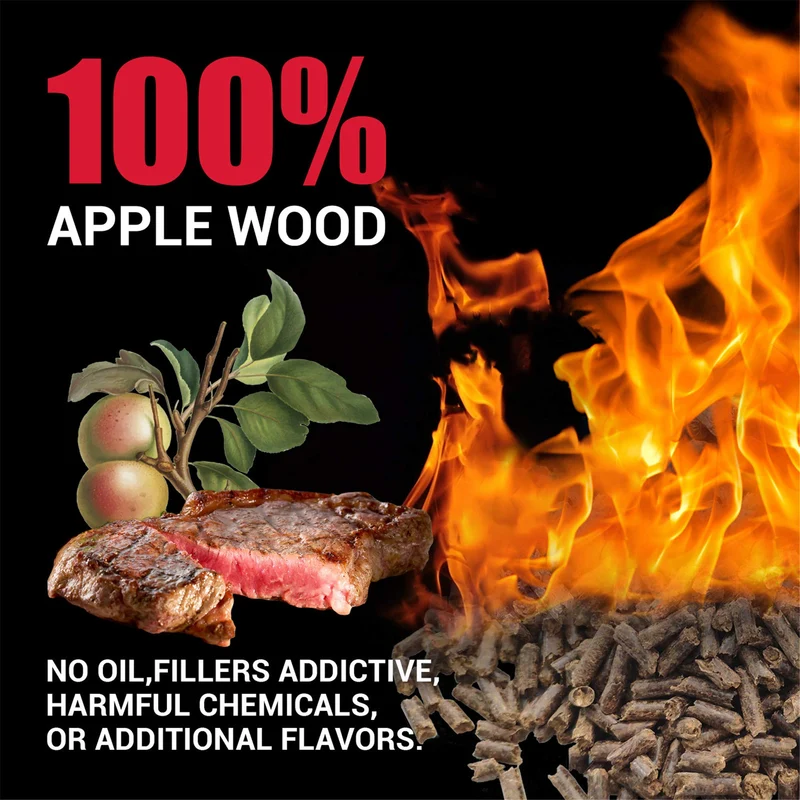 ASMOKE 100 % Apfelholzpellets – Natürliches Raucharoma für Grill & Smoker