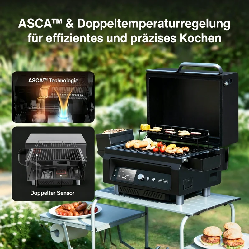 Neu: Asmoke Essential – Kompakter Holzpellet-Grill mit 5" Touchscreen, FlameTech & ASCA™ Smoker-Technologie