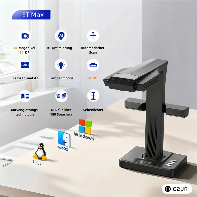 (Gratiszugabe bis zu 69 €) CZUR ET 16/18/24/25/26(Max) Scanner Dokumentescanner