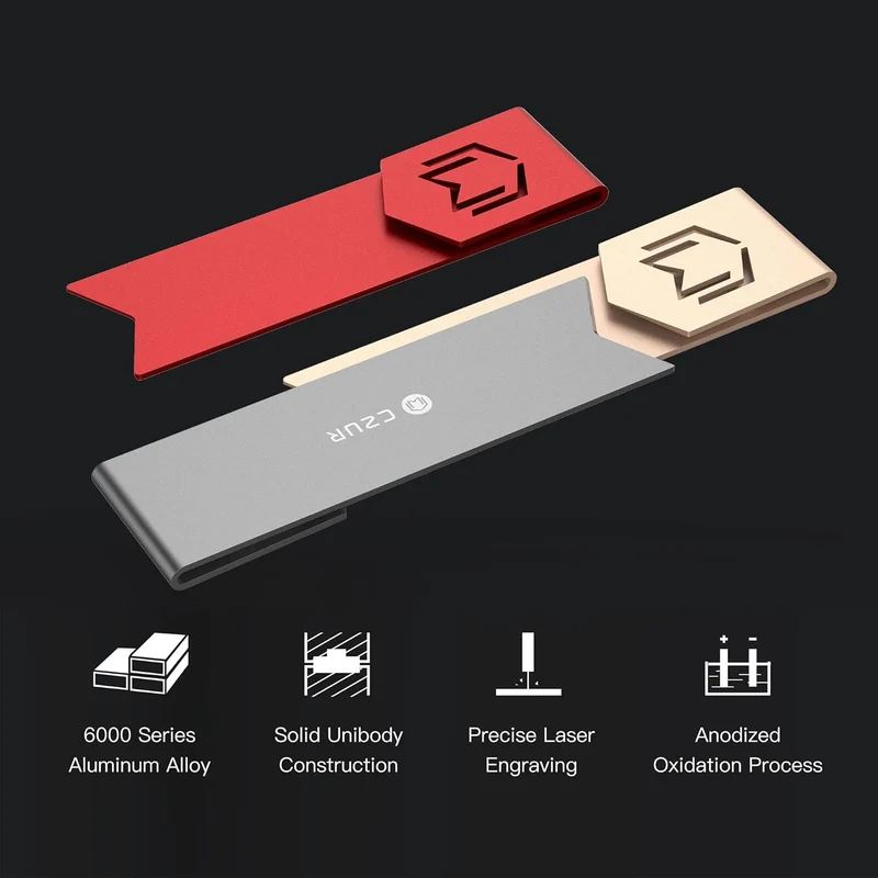 CZUR AirAlu Lesezeichen – Ultraleichtes 1 mm Bookmark aus Flugzeug-Aluminium