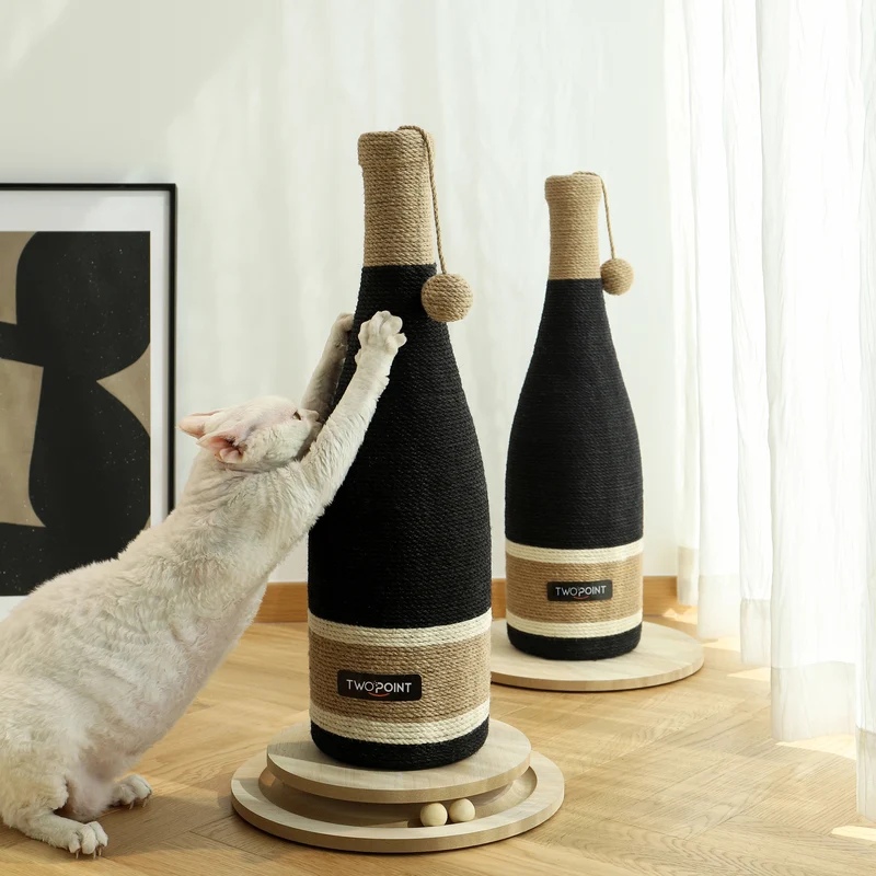 Twopoint Kratzsäule für Katzen – mit integriertem Spielball, komplett mit Sisal bespannt