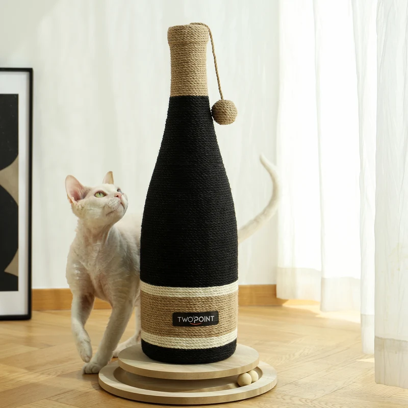 Twopoint Kratzsäule für Katzen – mit integriertem Spielball, komplett mit Sisal bespannt