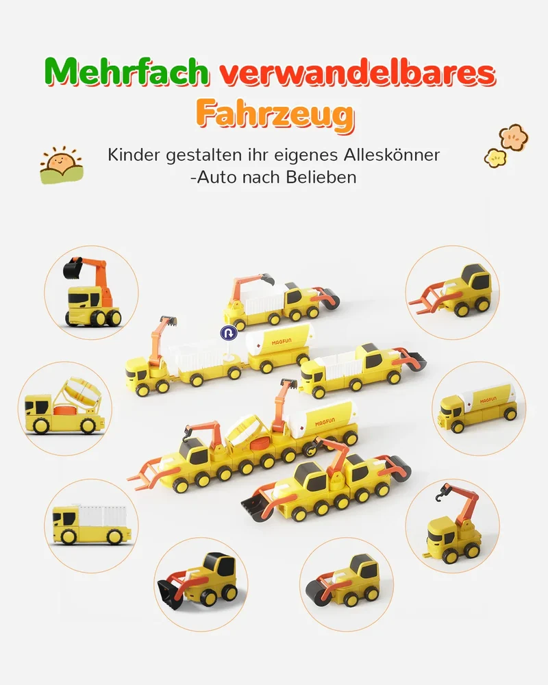 Magfun Magnetische Bausteine Spielzeug – 3D Baufahrzeuge, Vielseitig & Kreativ