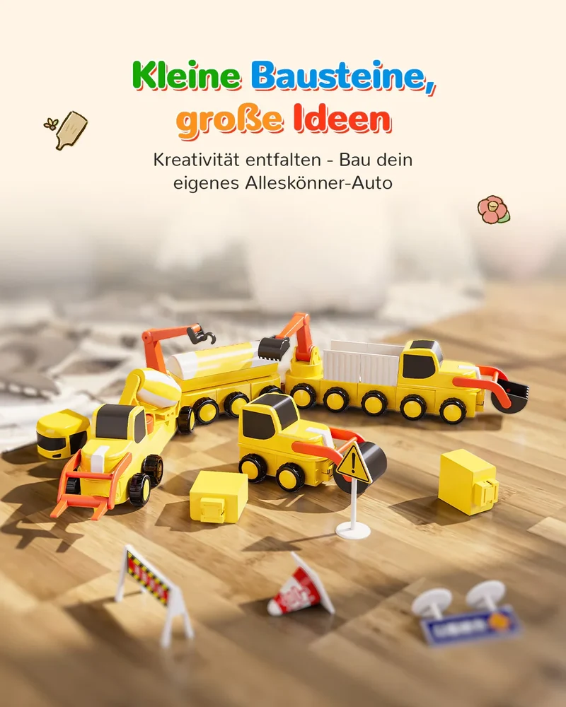 Magfun Magnetische Bausteine Spielzeug – 3D Baufahrzeuge, Vielseitig & Kreativ