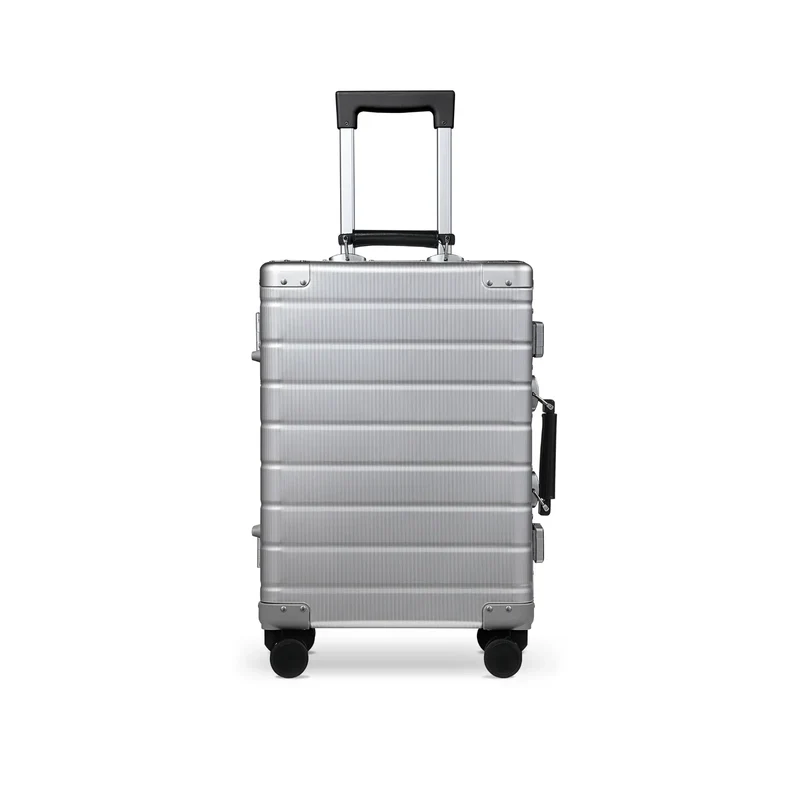 TWOPOINT Aluminium Reisekoffer 20"/24" – Silber, vertikale Struktur