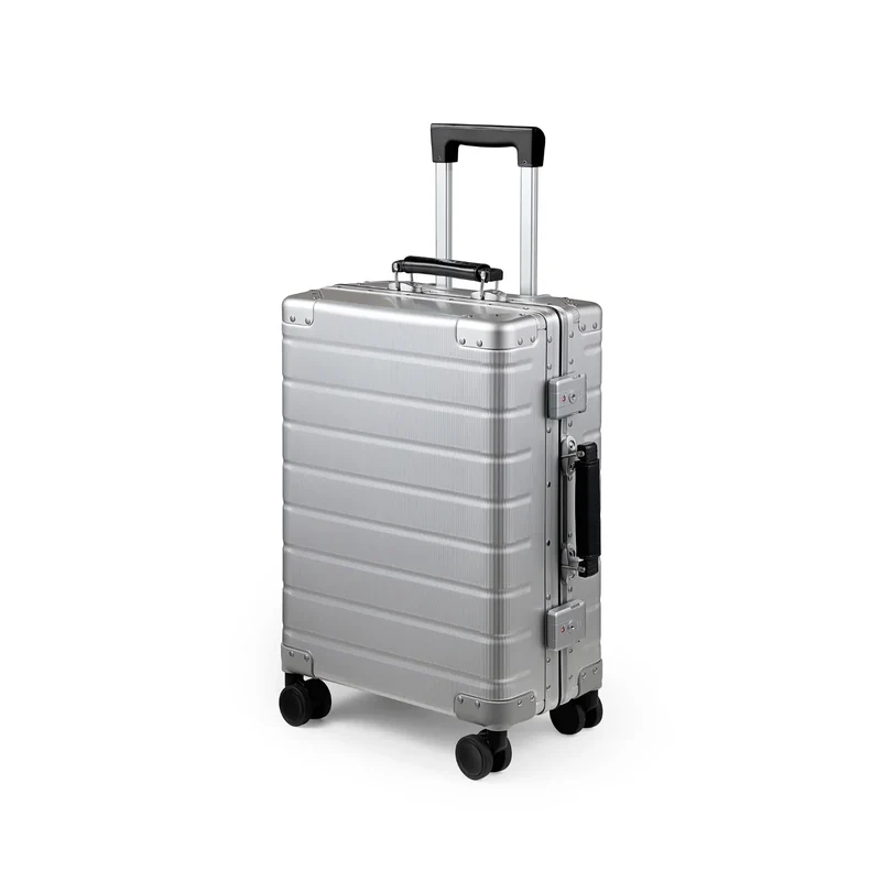 TWOPOINT Aluminium Reisekoffer 20"/24" – Silber, vertikale Struktur