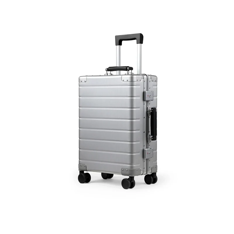 TWOPOINT Aluminium Reisekoffer 20"/24" – Silber, vertikale Struktur