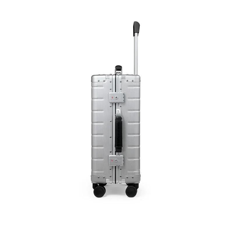 TWOPOINT Aluminium Reisekoffer 20"/24" – Silber, vertikale Struktur