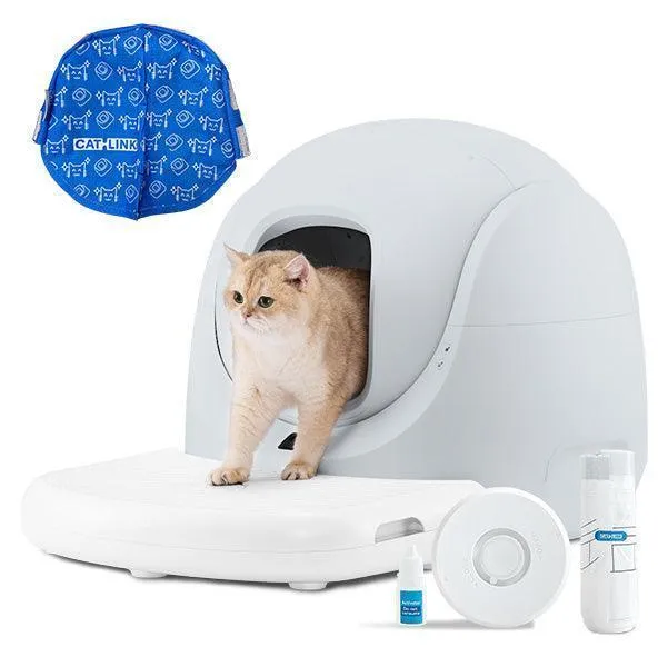 Bundle: Catlink Baymax Lite(Grau) mit Treppe selbstreinigende Katzentoilette + Zubehör