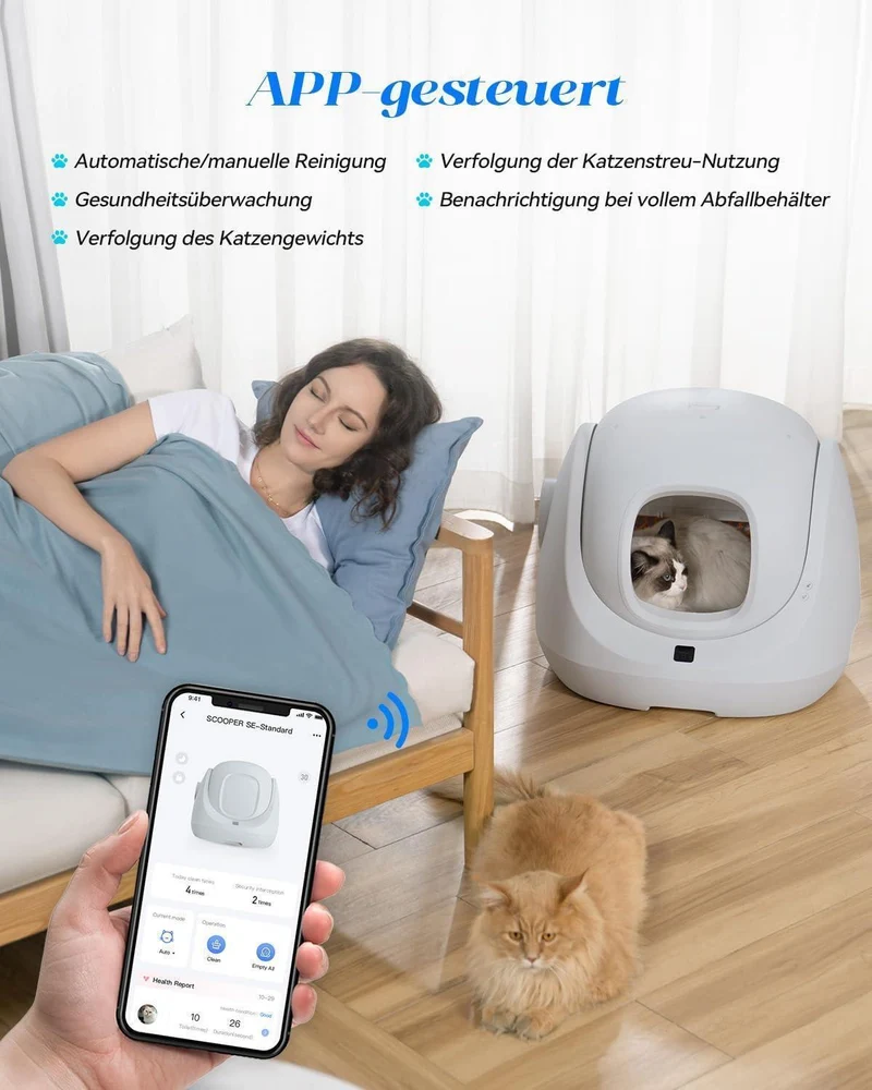 Bundle: Catlink Baymax Lite(Grau) mit Treppe selbstreinigende Katzentoilette + Zubehör