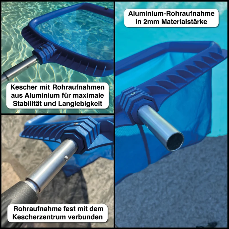 4m Teleskop Pool-/Teich-Set mit 2x Kescher und 2x Bürste