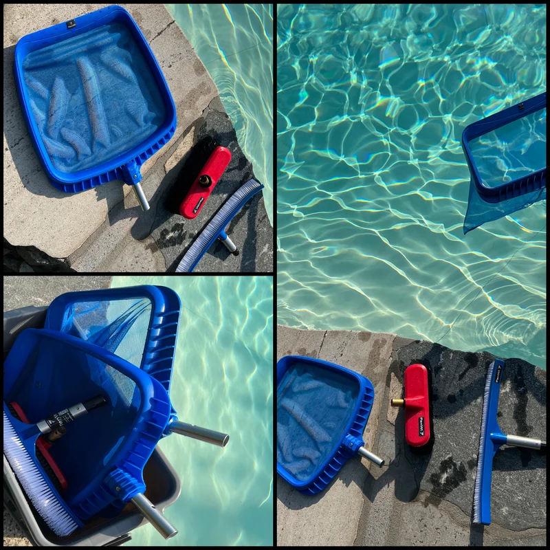 4m Teleskop Pool-/Teich-Set mit 2x Kescher und 2x Bürste