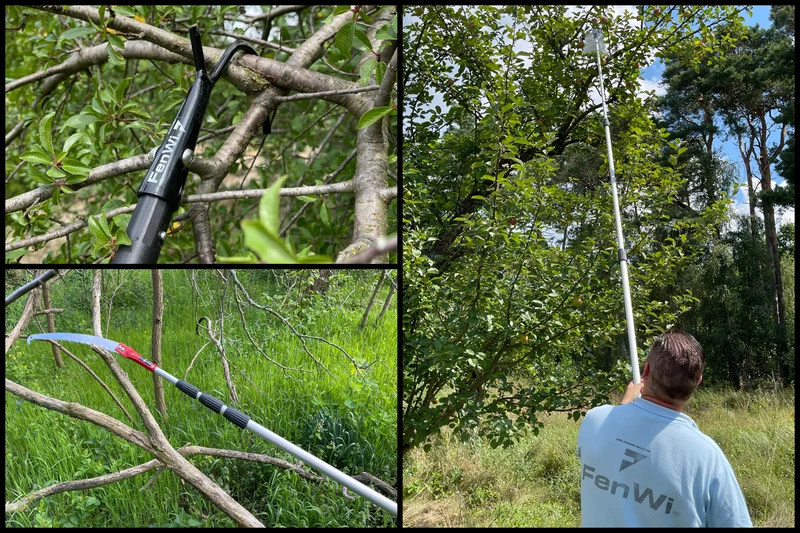 6m Teleskop Baumpflege Set mit Astschere, Obstpflücker, Baumhaken, Astsäge