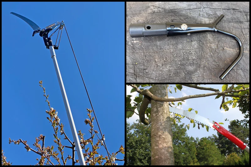 6m Teleskop Baumpflege Set mit Astschere, Obstpflücker, Baumhaken, Astsäge