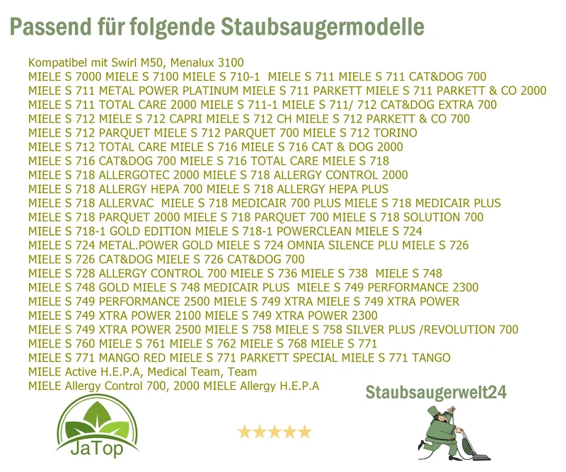 30 Staubsaugerbeutel geeignet für Miele Brillant 2400, 3500, 5600, 7600 Filtertüten