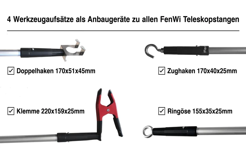 Haken / Öse / Klammer als Zubehör Anbauwerkzeuge für Teleskopstangen