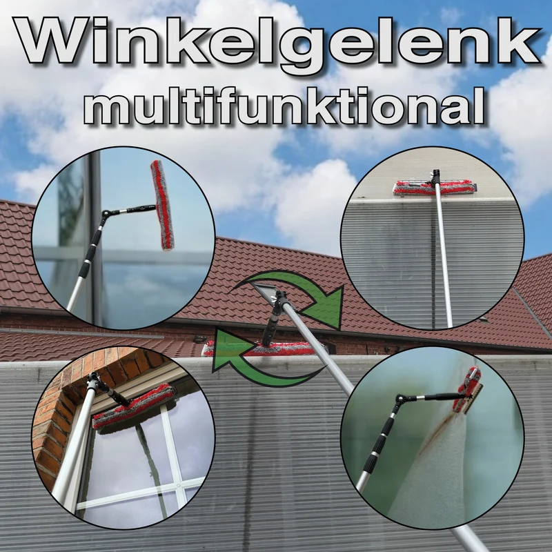 6m Teleskop Fensterwischer Set 35/40cm zur Glasreinigung Fensterreinigung Solarreinigung