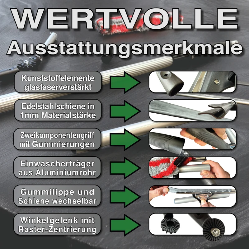 4m Teleskop Fensterwischer Set für Glas Fenster und Wintergarten Reinigung