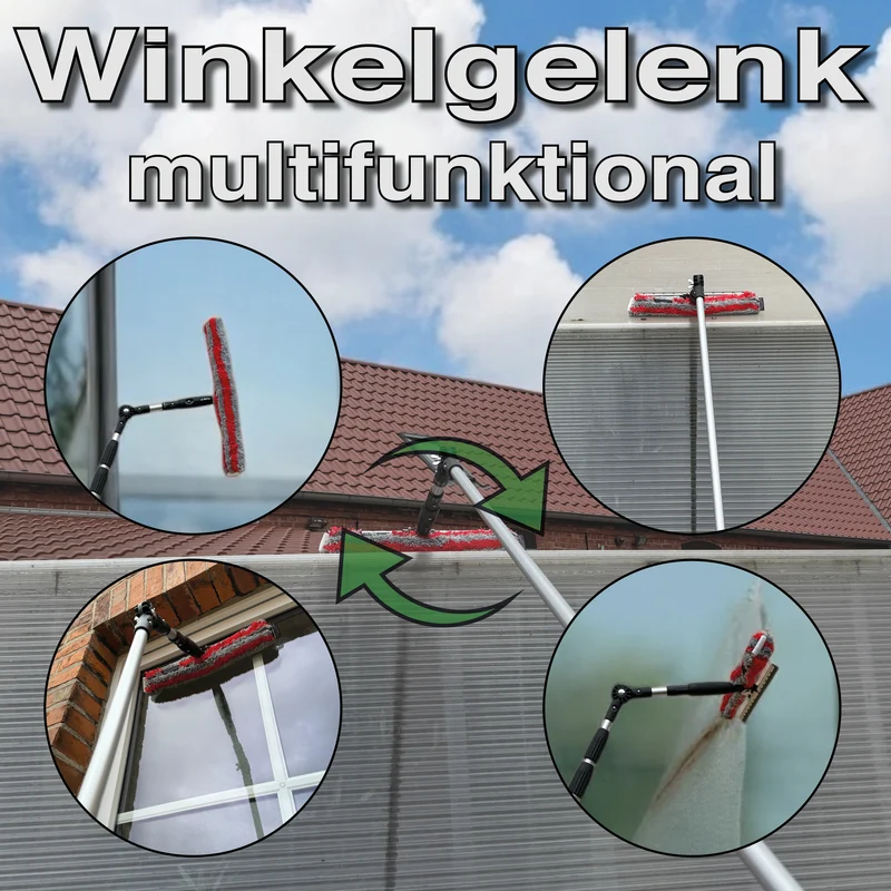 4m Teleskop Fensterwischer Set für Glas Fenster und Wintergarten Reinigung