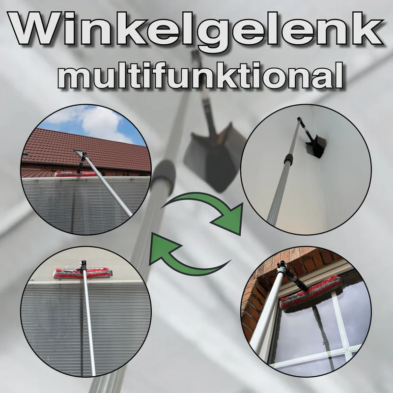 4m Teleskop Reinigungsset mit Fensterwischer und Besen für Wintergarten und Terrasse