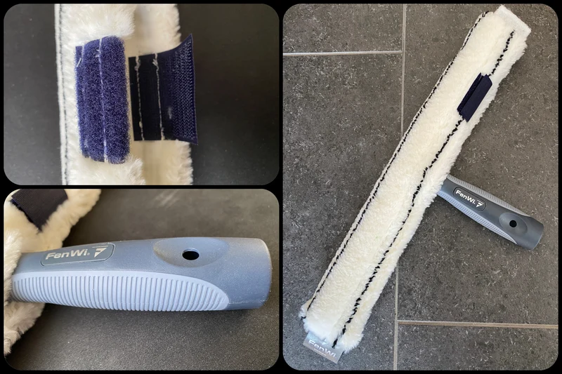 1,25m Teleskop Fensterputzer Set mit 25/35cm Abzieher, Einwascher und Eimer