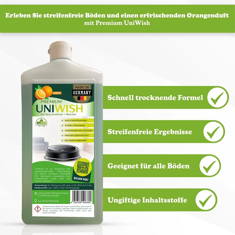 UniWisch Set Bodenreiniger für Saugwischroboter Saugwischer 0,75Lx2