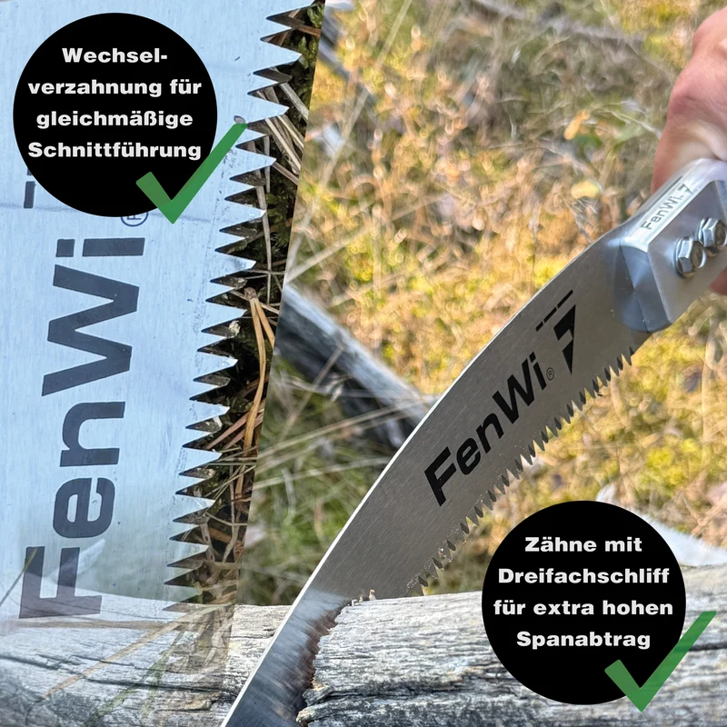 Premium Astsäge mit Aluminium Spezialgriff und wechselbarem Sägeblatt mit Haken vorne